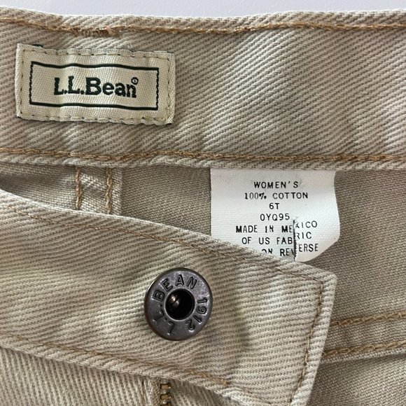 LL Bean Jeans Womens Size 6 Tall 6T Tan Beige Denim Straight Cotton Pants 0YQ95 - Picture 4 of 12
